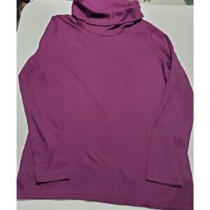 L.L. Bean Womens Purple Supima Cotton Cowl Neck Turtleneck Size Medium Preppy
